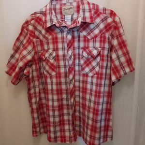 Wrangler Western Fashion Snap Shirt mens sz XXl  red with  metalic threading